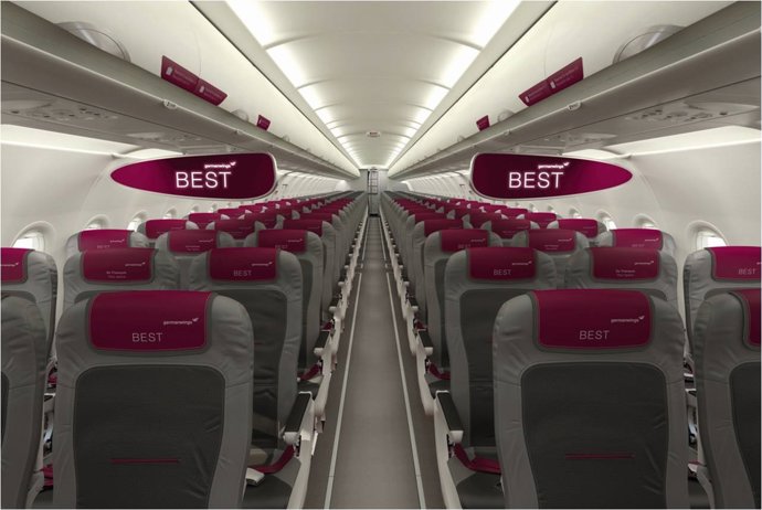 Interior de un avión de Germanwings