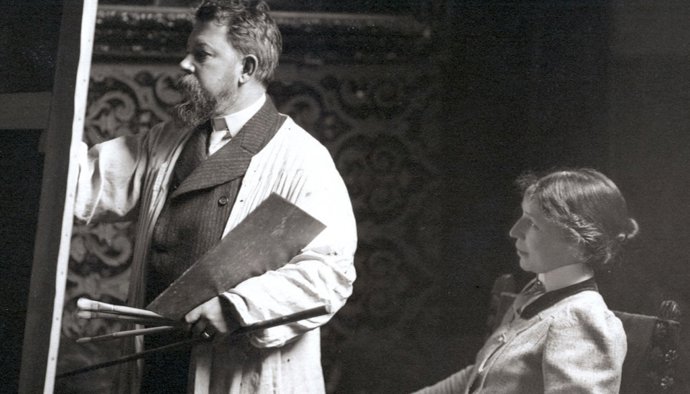 Sorolla pintando a Clotilde