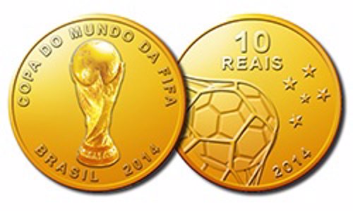 Monedas de oro conmemorativas Mundial Brasil 2014