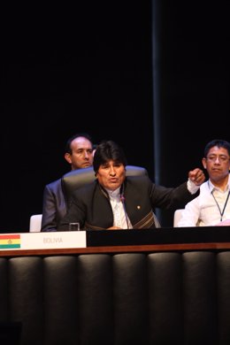 El presidente de Bolivia, Evo Morales, durante la cumbre de la CELAC en Cuba
