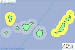 Aviso amarillo en La Palma, Lanzarote y Fuerteventura