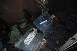 Imagen del invernadero tras el incendio