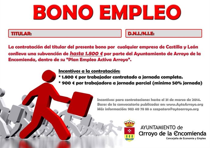 Bono Empleo para los desempleados de Arroyo (Valladolid)