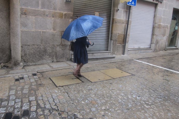 Lluvia, paraguas, temporal, frío, viento