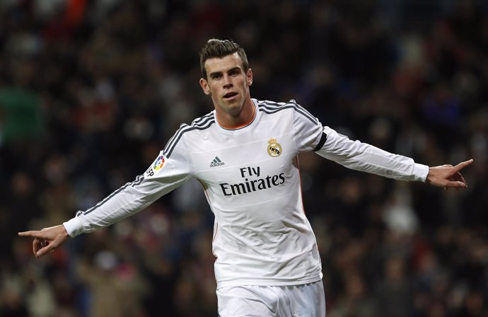 Gareth Bale celebra el 'hat.Trick' ante el Valladolid