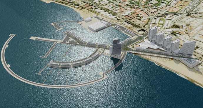 Recreación del proyecto de ampliación del puerto la bajadilla de Marbella