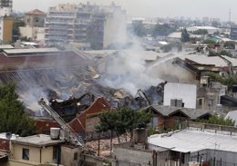 Incendio en el barrio de Barracas, en Buenos Aires
