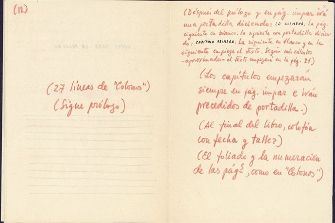 Manuscrito inédito de La Colmena