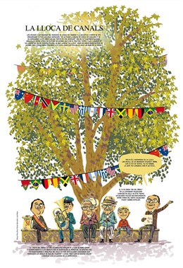 Lámina de Paco Roca de la Lloca de Canals en el centenario de su plantación. 