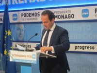 El PP destaca que el Gobierno regional "trata de salvar" las "malas decisiones iniciales" del PSOE en Isla de Valdecañas