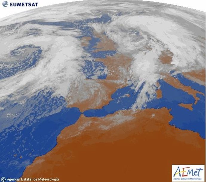 Ciclogénesis en España a las 12.00 horas del viernes 7 de febrero 2014