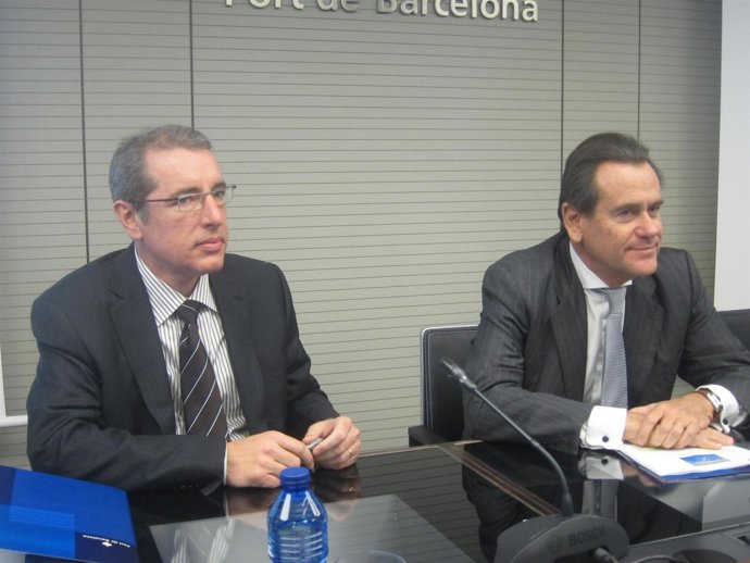 El dtor. Del Puerto de Barcelona J.A.Carbonell y su pte. S. Cambra