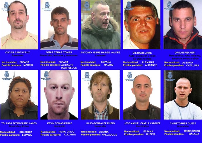 Los diez criminales más buscados por la Policía en España