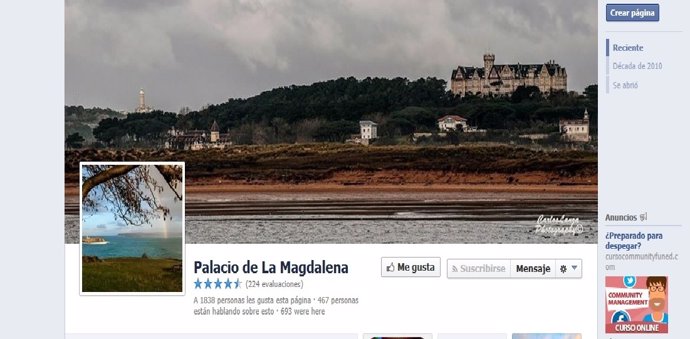 Página de Facebook del Palacio de La Magdalena