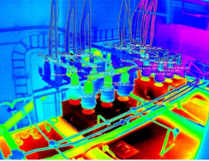 Imagen termográfica de la subestación eléctrica de Maragall 