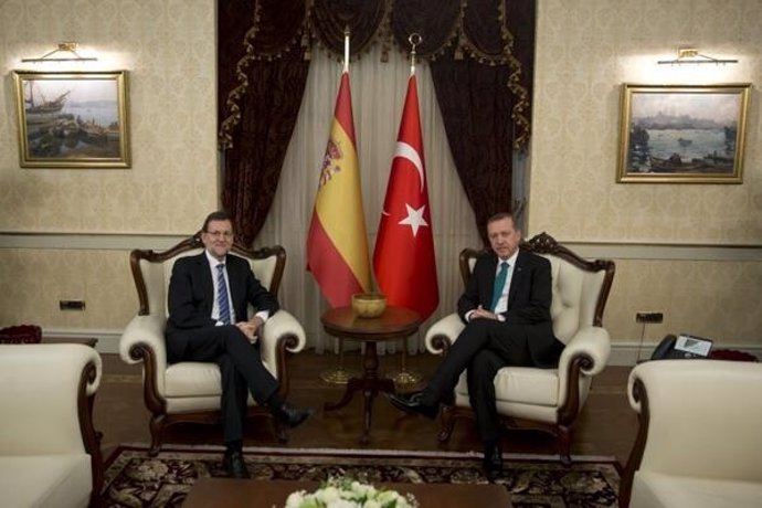 Rajoy con el primer ministro turco, Recep Tayyip Erdogan