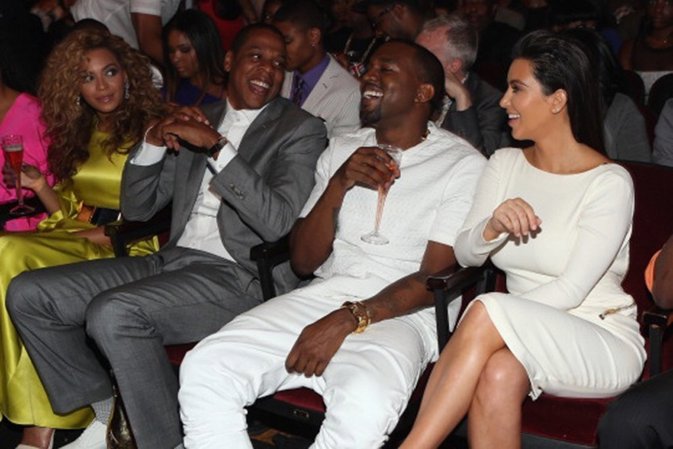 LOS ANGELES, CA - JULY 01:  (L-R) Singer Beyonce, rappers Jay-Z and Kanye West a