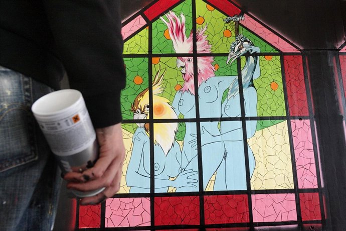 Uno de los grafitis de Poliniza en la UPV