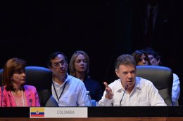 El presidente de Colombia, Juan Manuel Santos, en la cumbre de la CELAC de Cuba