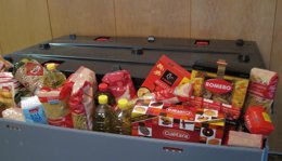 Contenedor de alimentos, campaña de donación de alimentos