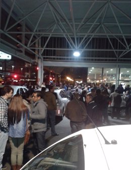 Taxistas de huelga en el aeropuerto de Málaga
