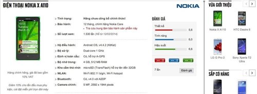 El dispositivo de Nokia con Android se deja ver en una página de Vietnam 