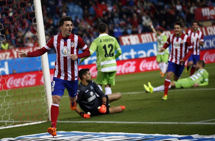 David Villa celebra un gol ante el Getafe