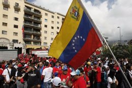 Manifestación de los jóvenes convocada por el Gobierno de Venezuela