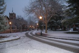 Zona del Ensanche de Teruel, con nieve