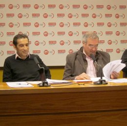 Los secretarios de acción sindical de CCOO y UGT en CyL ante la prensa