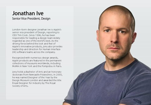 Perfil ejecutivo de Jony Ive en la página de Apple