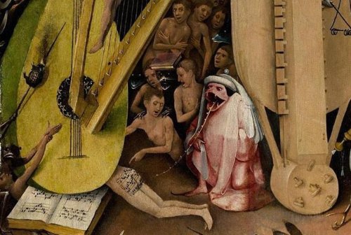 Partitura en El jardín de las delicias de El Bosco