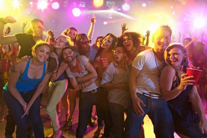 Friends having fun in a nightclub