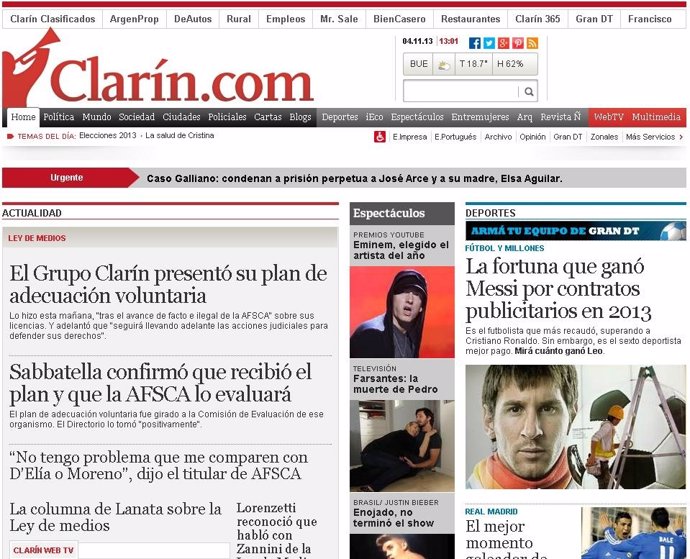 Portada Clarín.com