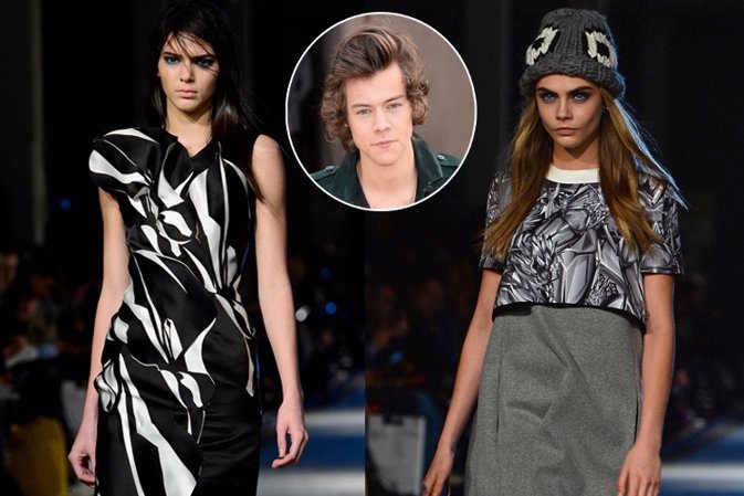 KENDALL JENNER Y CARA DELEVINGNE DESSFILANDO PERO SIN HARRY