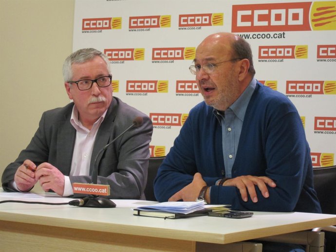 El secr.Grl. De CC.OO. I.Fdz.Toxo y el de CC.OO. De Catalunya J.C.Gallego