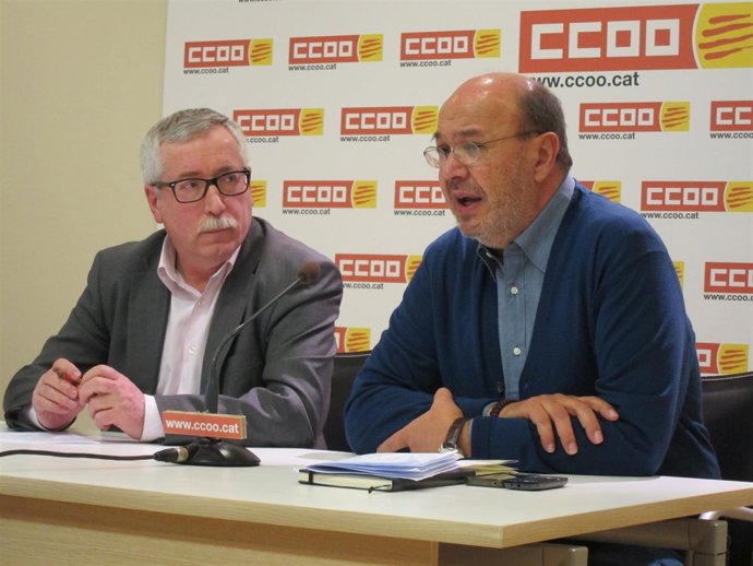 El secr.Grl. De CC.OO. I.Fdz.Toxo y el de CC.OO. De Catalunya J.C.Gallego