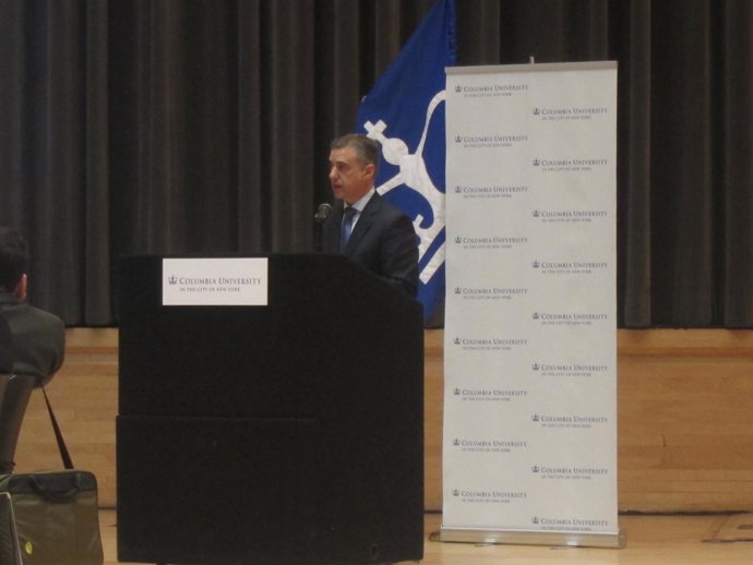 Iñigo Urkullu, durante su intrevención en la Universidad de Columbia