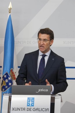  Alberto Núñez Feijóo en la rueda de prensa posterior al Consello