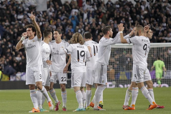 El Real Madrid celebra un gol