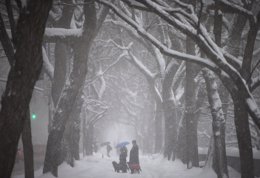 El Parque Central de Nueva York cubierto de nieve.