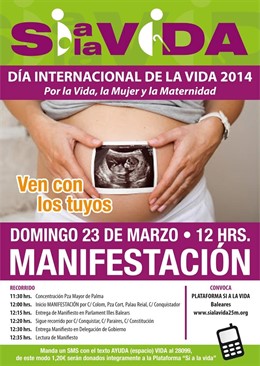 Cartel de la manifestación por el Día de la Vida 2014