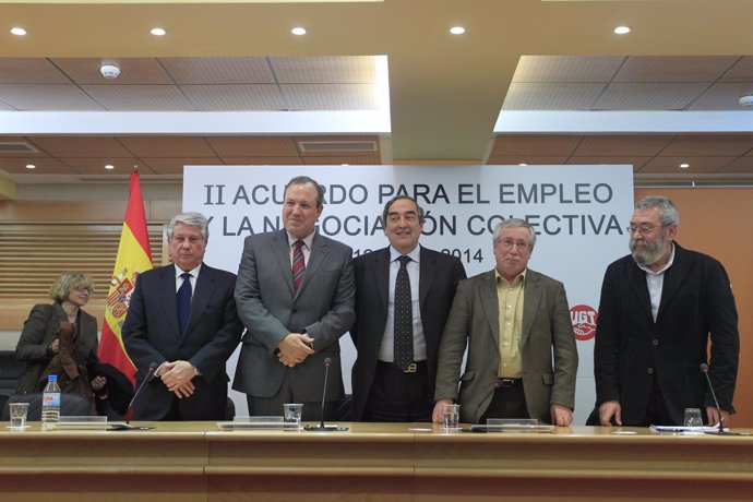 Firma Del Pacto Salarial, Rosell, Toxo Y Méndez
