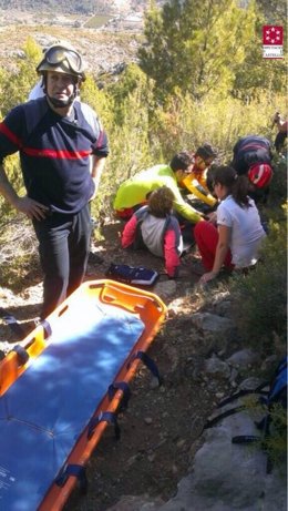 Rescate de la excursionista accidentada en Borriol
