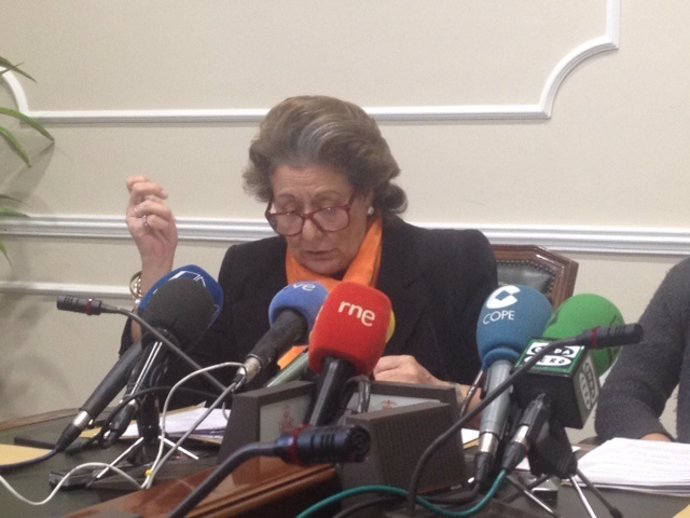 Rita Barberá durante la rueda de prensa
