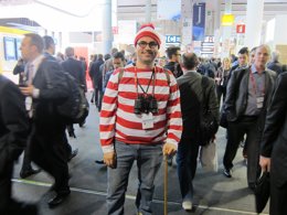 Oriol Marimón (Mobisfera) caracterizado como Wally en el MWC 2014
