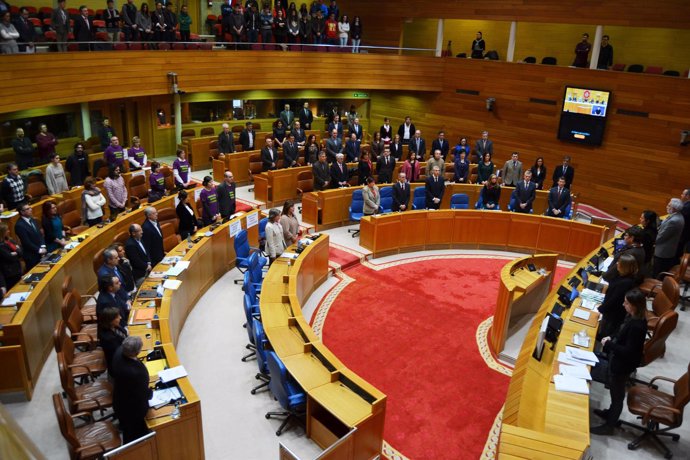 El Parlamento de Galicia guarda un minuto de silencio.
