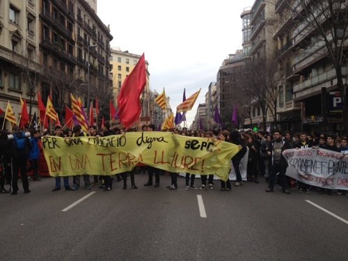 Manifestación de estudiantes en Barcelona
