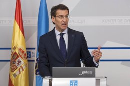  Alberto Núñez Feijóo en rueda de prensa tras el Consello