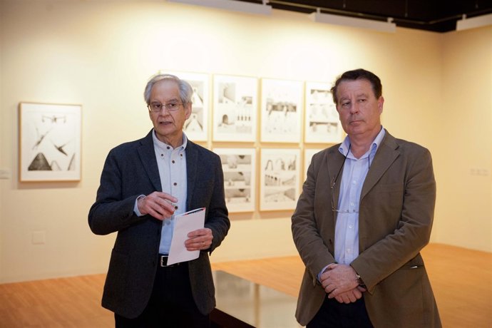 Andrés Rábago, El Roto, y Jerónimo Blasco en la presentación de la muestra